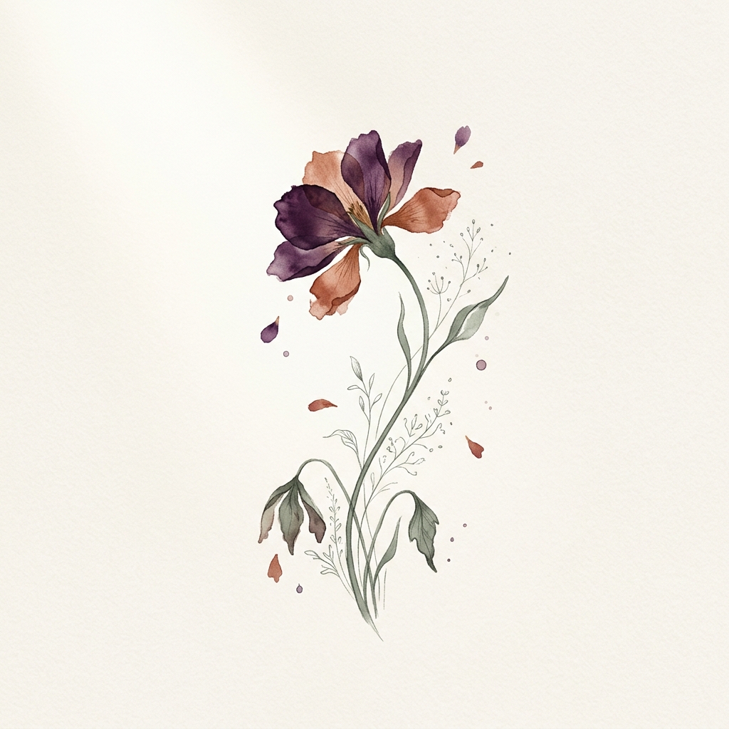 Flor em aquarela representando a família emocional do desânimo