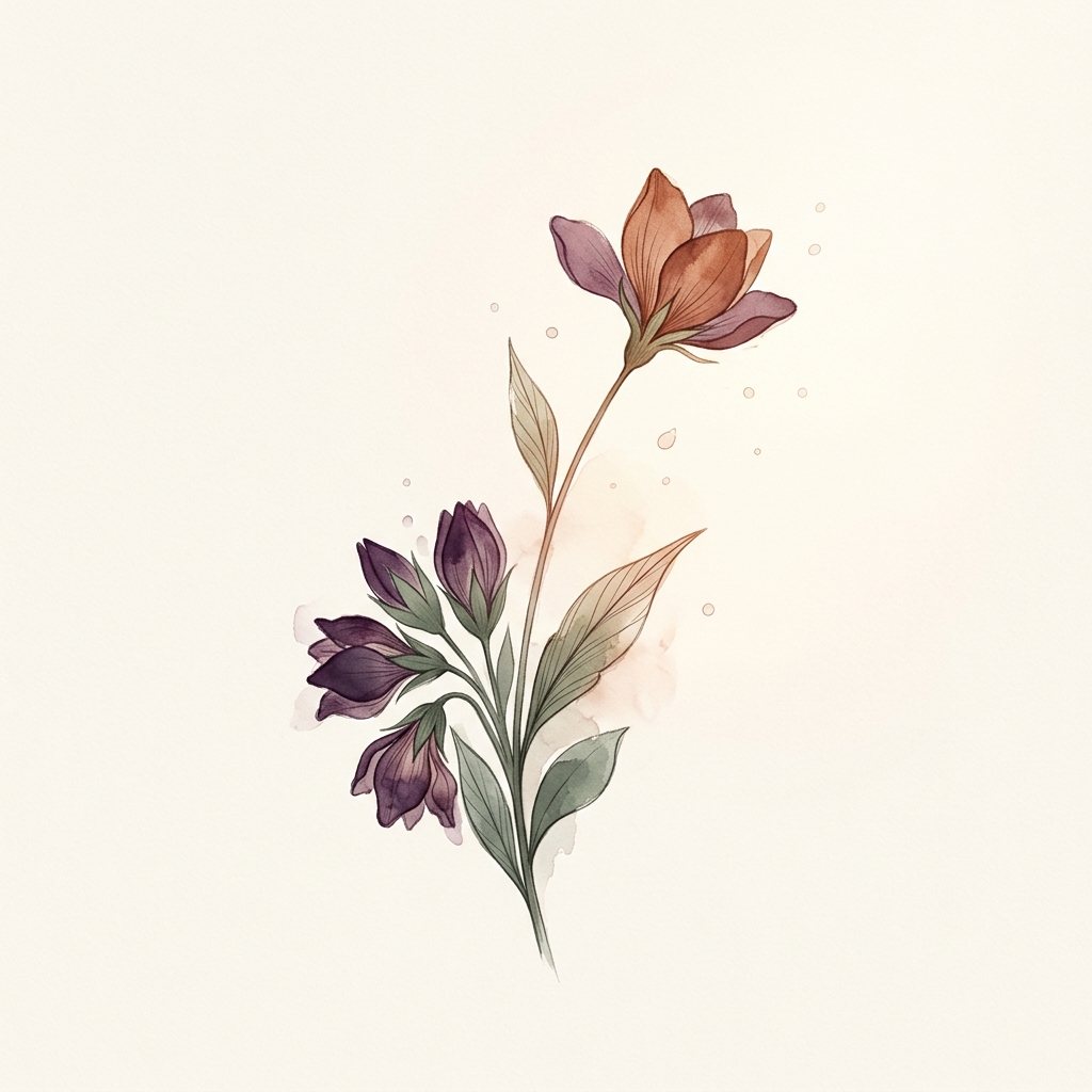 Flor em aquarela representando a família emocional do medo